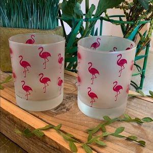 ALBERTO CULVER LTD FROSTED FLAMINGO OLD FASHION BAR GLASSES